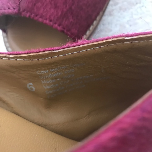 Ecoté Burgundy Calf Hair Wooden Sandals - Picture 6 of 8